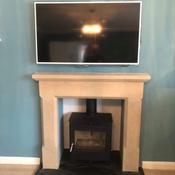 Bath stone fire surround fitted