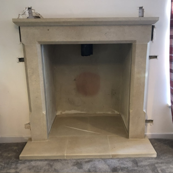Bath stone fireplace install