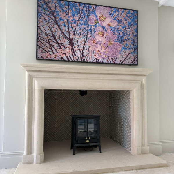 Bath stone fireplace The Onyx - made to measure  happy customers