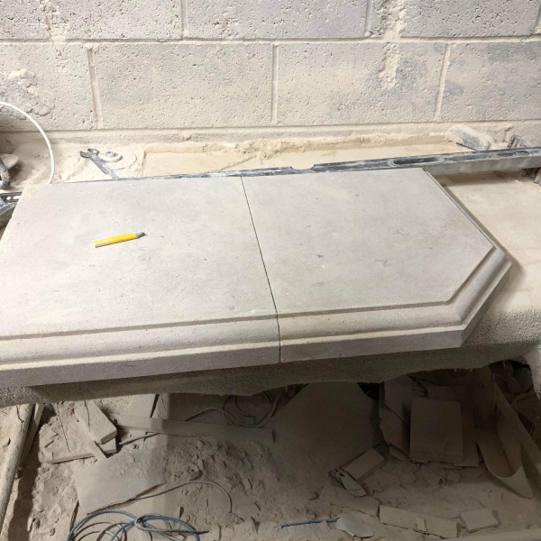 Bath stone hearths carved made to measure