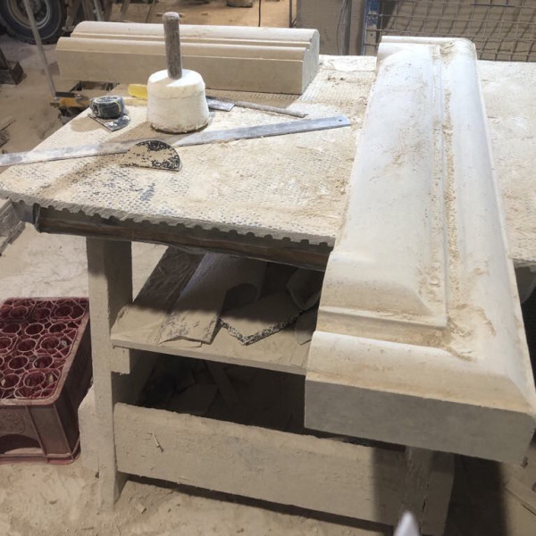 Bath stone lintel on workbench today