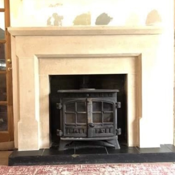 Fitting in Wales today Bath stone surround