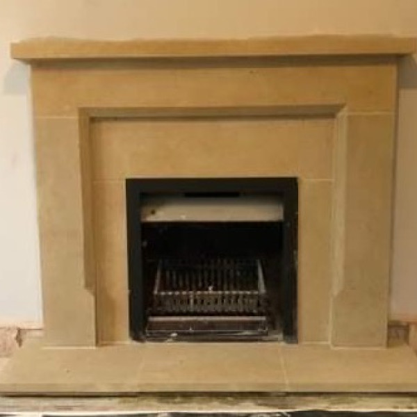 Hand carved solid Bath stone The Diamond fireplace with back panel