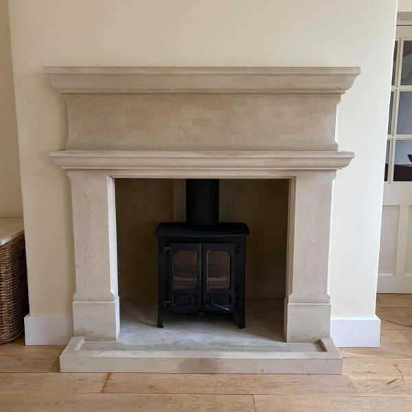 Installation of Bath stone fire surround and kerb edging The Agate