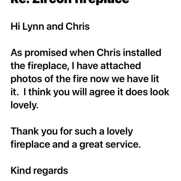 Lovely review and  photo of the Zircon Bath stone fire surround
