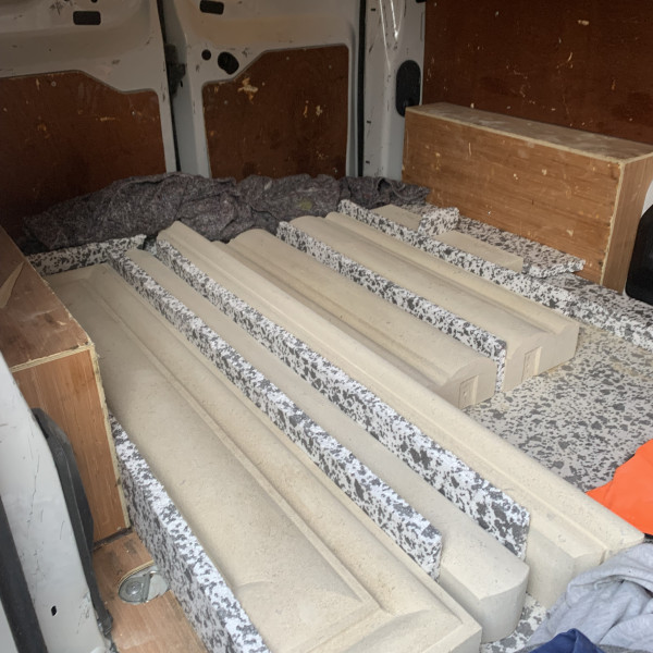 Personal delivery of Bath stone fireplace