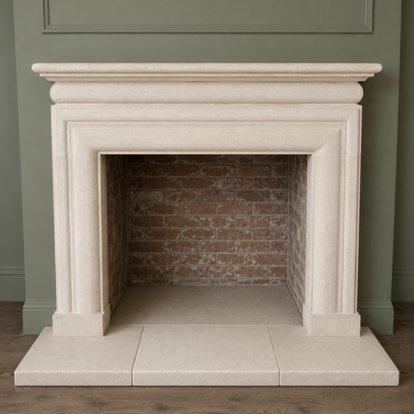 Recently supplied made to measure Topaz Bath stone fireplace complete with hearths