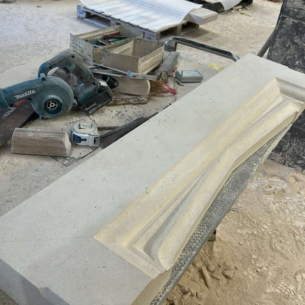 Stone lintel for the Melanite fireplace