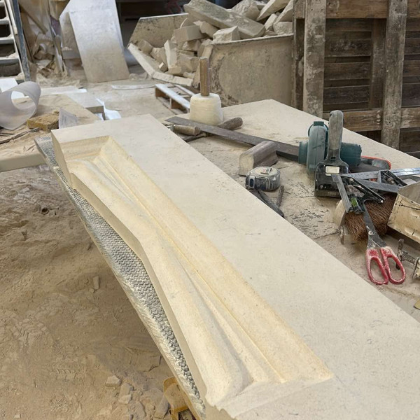 Stone lintel for the Melanite fireplace
