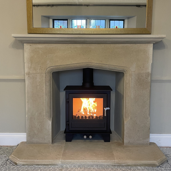 Sunstone Bath stone fireplace made to measure and fitted