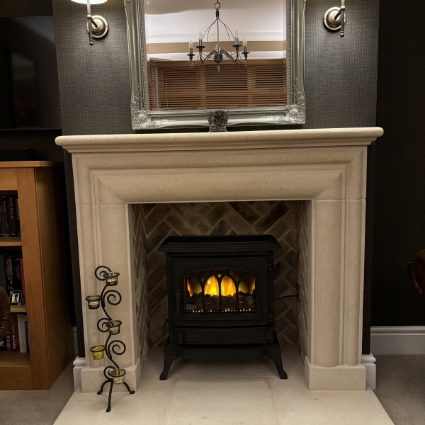 The Onyx Bath stone fireplace recently fitted by customer