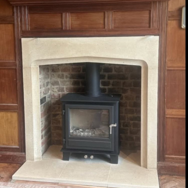 Working with Southern Counties Stoves Ltd to supply a made to measure bespoke Bath stone fireplace