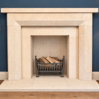 Hand carved English solid natural Bath stone fireplace surround - The Citrine can be made to measure Choice of Bath stone or Black riven slate hearths
