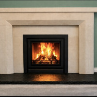 Hand carved English solid natural Bath stone fireplace surround - The Citrine can be made to measure Choice of Bath stone or Black riven slate hearths