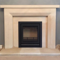 Hand carved English solid natural Bath stone fireplace surround - The Citrine can be made to measure Choice of Bath stone or Black riven slate hearths