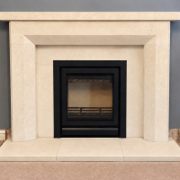 Hand carved English solid natural Bath stone fireplace surround - The Citrine can be made to measure Choice of Bath stone or Black riven slate hearths