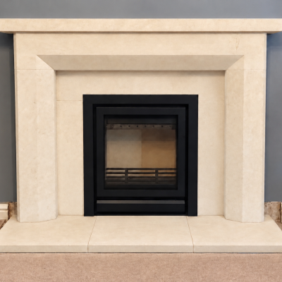 Hand carved English solid natural Bath stone fireplace surround - The Citrine can be made to measure  Choice of Bath stone or Black riven slate hearths