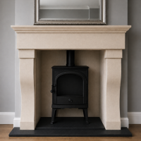 Stone fireplace surround The Aquamarine - hand crafted from Bath stone and made to measure service