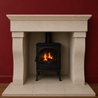 Stone fireplace surround The Aquamarine - hand crafted from Bath stone and made to measure service