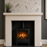 Hand carved natural Bath stone fireplace surround The Jade - can be made to measure   Option of solid Bath hearths or black riven slate hearths