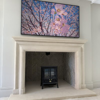 The Onyx Hand carved beautiful fireplace natural Bath stone fireplace with outer hearths