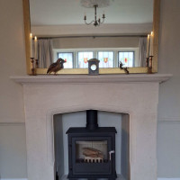 The Sunstone natural Bath stone fireplace surround with outer hearths