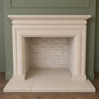 The Topaz Bath stone fireplace with outer hearths