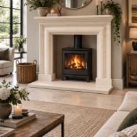 Beautiful latest design The Tanzanite Bath stone fire surround carved ready for collection from 22nd September - delivery also possible